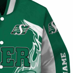 personalized saskatchewan roughriders flaming football green white jacket premium grade jacketwow