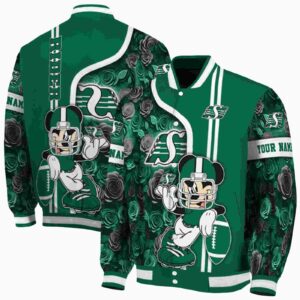 personalized saskatchewan roughriders rose mickey green jacket fashion forward jacketwow