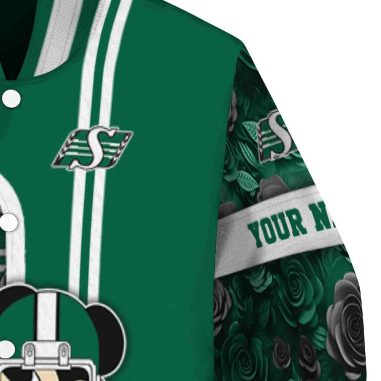 personalized saskatchewan roughriders rose mickey green jacket premium grade jacketwow