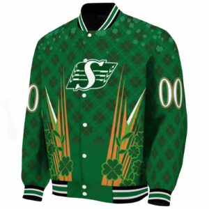 personalized saskatchewan roughriders shamrock pattern green jacket best selling jacketwow