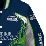 personalized seattle seahawks flaming football blue white jacket best selling jacketwow