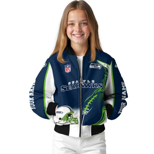 personalized seattle seahawks flaming football blue white jacket top rated jacketwow