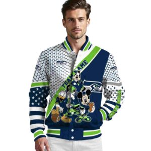 personalized seattle seahawks mickey donald goofy blue white jacket high quality jacketwow
