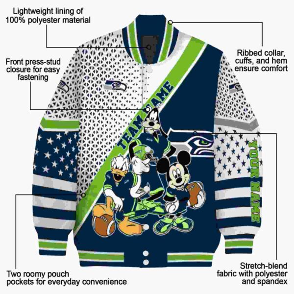 personalized seattle seahawks mickey donald goofy blue white jacket new arrival jacketwow