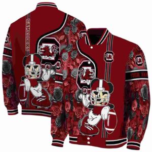 personalized south carolina gamecocks rose mickey garnet jacket fashion forward jacketwow