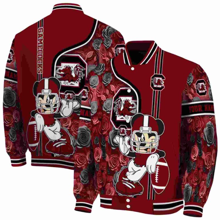 personalized south carolina gamecocks rose mickey garnet jacket fashion forward jacketwow