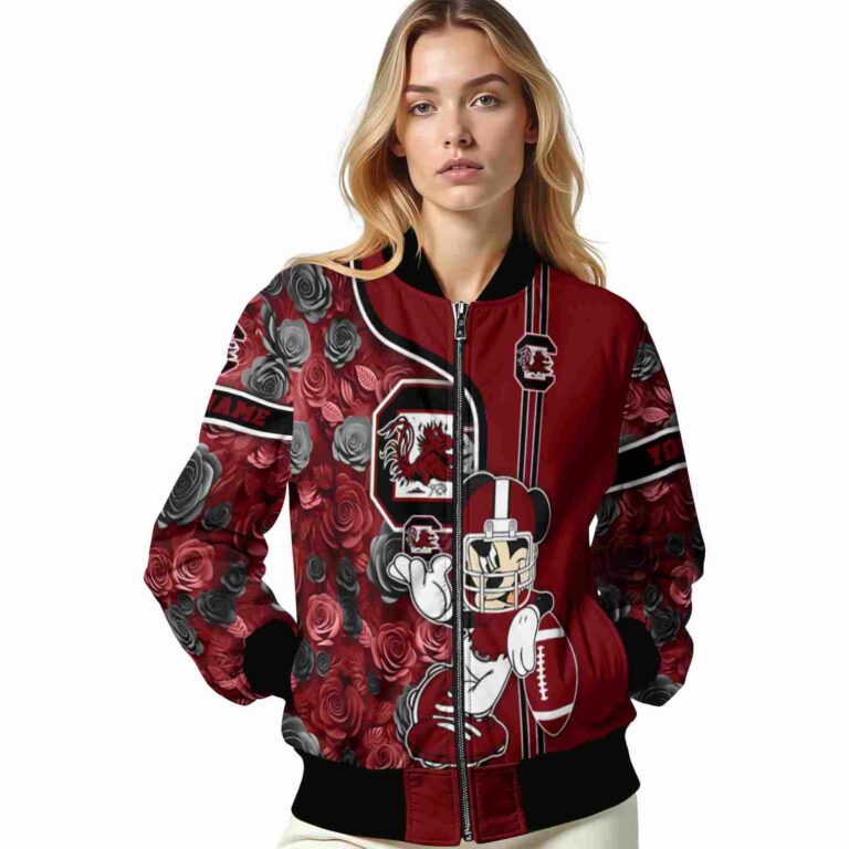 personalized south carolina gamecocks rose mickey garnet jacket latest model jacketwow