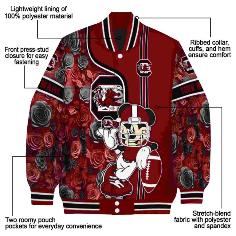 personalized south carolina gamecocks rose mickey garnet jacket new arrival jacketwow