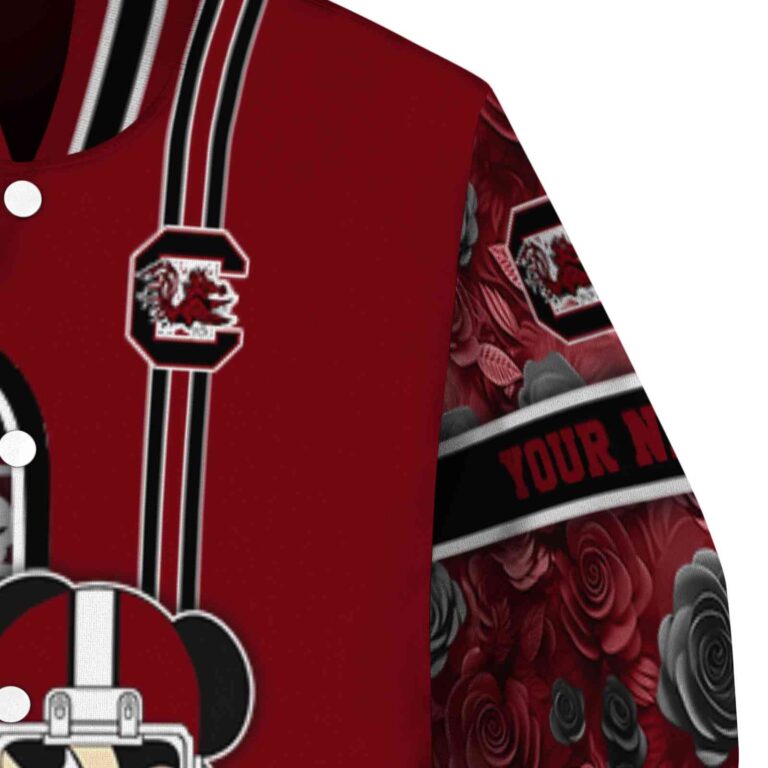 personalized south carolina gamecocks rose mickey garnet jacket premium grade jacketwow