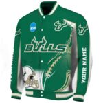 personalized south florida bulls flaming football green white jacket best selling jacketwow