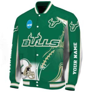 personalized south florida bulls flaming football green white jacket best selling jacketwow