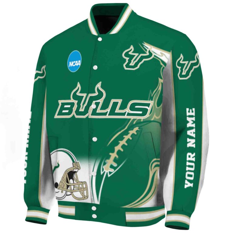 personalized south florida bulls flaming football green white jacket best selling jacketwow