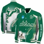 personalized south florida bulls flaming football green white jacket best selling jacketwow