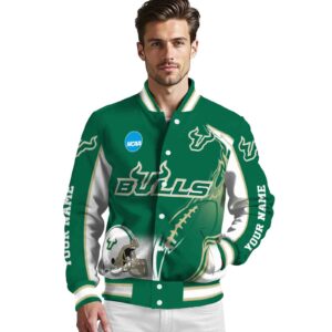personalized south florida bulls flaming football green white jacket high quality jacketwow