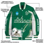 personalized south florida bulls flaming football green white jacket best selling jacketwow