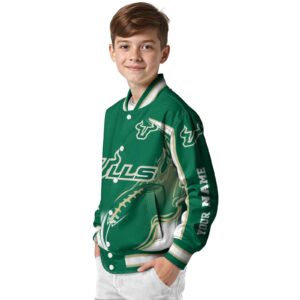 personalized south florida bulls flaming football green white jacket trendy jacketwow