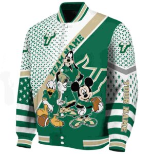 personalized south florida bulls mickey donald goofy green white jacket best selling jacketwow