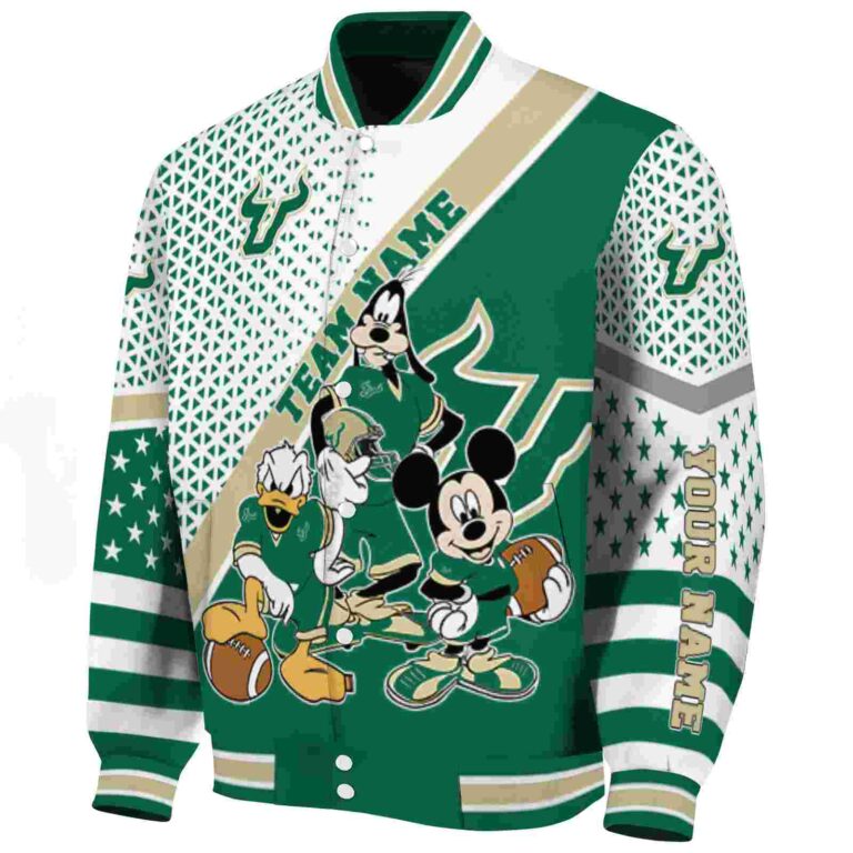 personalized south florida bulls mickey donald goofy green white jacket best selling jacketwow