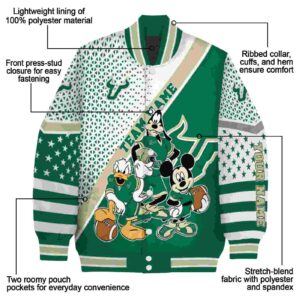 personalized south florida bulls mickey donald goofy green white jacket new arrival jacketwow