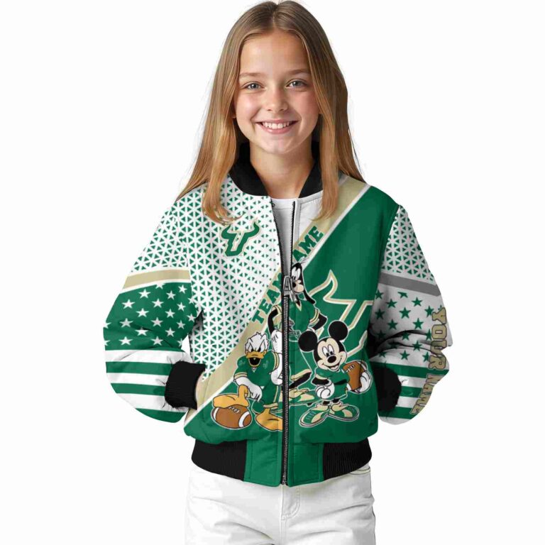 personalized south florida bulls mickey donald goofy green white jacket top rated jacketwow