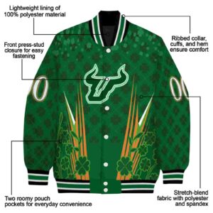 personalized south florida bulls shamrock pattern green jacket new arrival jacketwow