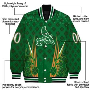 personalized st louis cardinals shamrock pattern green jacket new arrival jacketwow