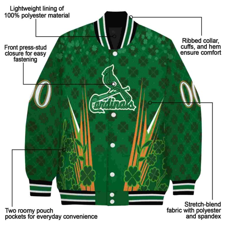 personalized st louis cardinals shamrock pattern green jacket new arrival jacketwow