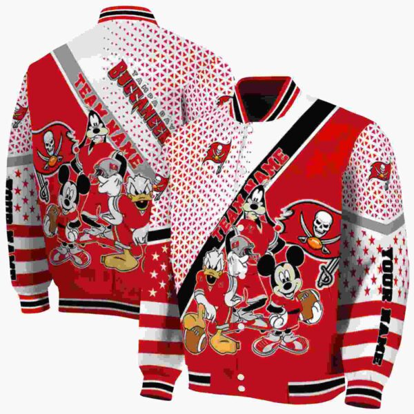 personalized tampa bay buccaneers mickey donald goofy red white jacket fashion forward jacketwow