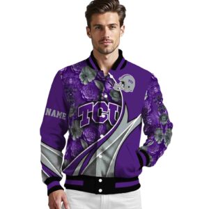 personalized tcu horned frogs floral print purple jacket high quality jacketwow