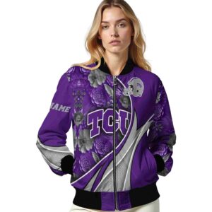 personalized tcu horned frogs floral print purple jacket latest model jacketwow