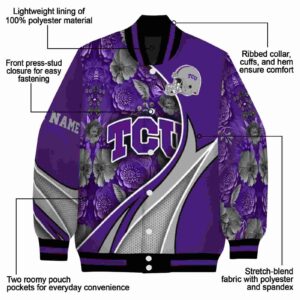 personalized tcu horned frogs floral print purple jacket new arrival jacketwow
