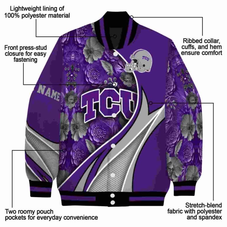 personalized tcu horned frogs floral print purple jacket new arrival jacketwow