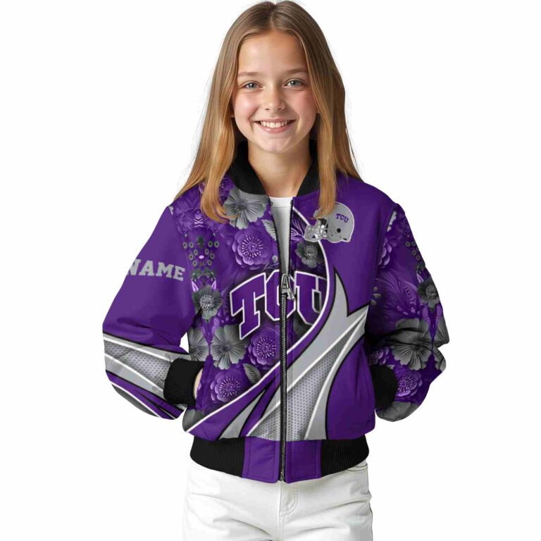 personalized tcu horned frogs floral print purple jacket top rated jacketwow