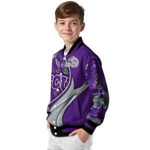 personalized tcu horned frogs floral print purple jacket trendy jacketwow