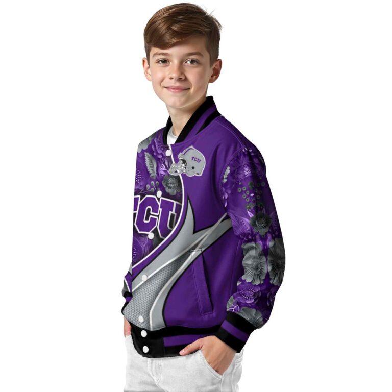 personalized tcu horned frogs floral print purple jacket trendy jacketwow