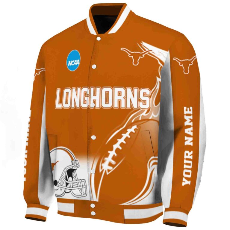 personalized texas longhorns flaming football orange white jacket best selling jacketwow