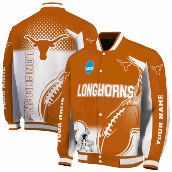 personalized texas longhorns flaming football orange white jacket fashion forward jacketwow