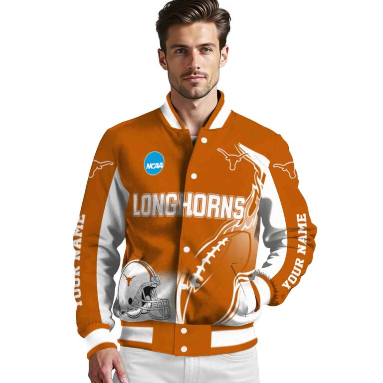 personalized texas longhorns flaming football orange white jacket high quality jacketwow