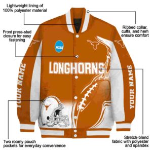 personalized texas longhorns flaming football orange white jacket new arrival jacketwow
