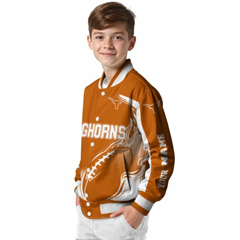 personalized texas longhorns flaming football orange white jacket trendy jacketwow
