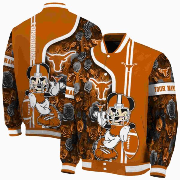 personalized texas longhorns rose mickey orange jacket fashion forward jacketwow