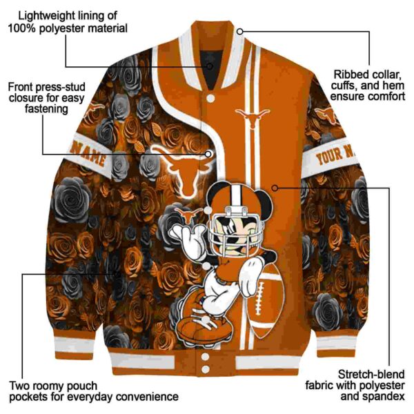 personalized texas longhorns rose mickey orange jacket new arrival jacketwow