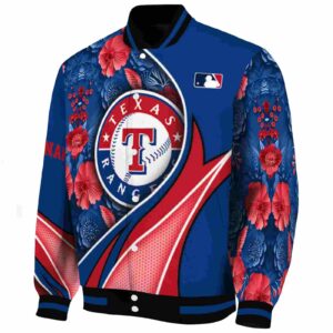personalized texas rangers floral print blue jacket best selling jacketwow