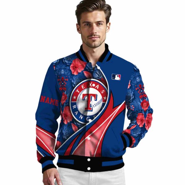 personalized texas rangers floral print blue jacket high quality jacketwow