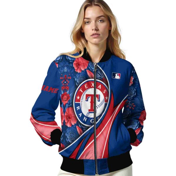 personalized texas rangers floral print blue jacket latest model jacketwow
