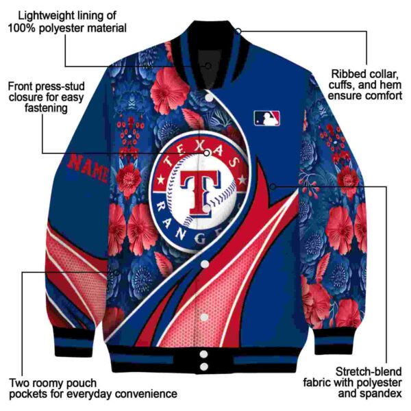 personalized texas rangers floral print blue jacket new arrival jacketwow