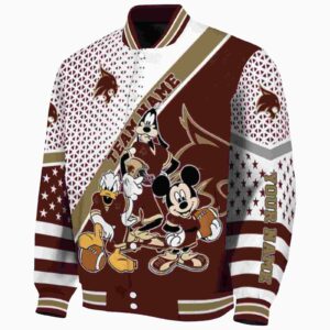 personalized texas state bobcats mickey donald goofy maroon white jacket best selling jacketwow