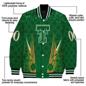 personalized texas tech red raiders shamrock pattern green jacket new arrival jacketwow