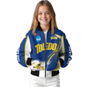 personalized toledo rockets flaming football blue white jacket top rated jacketwow