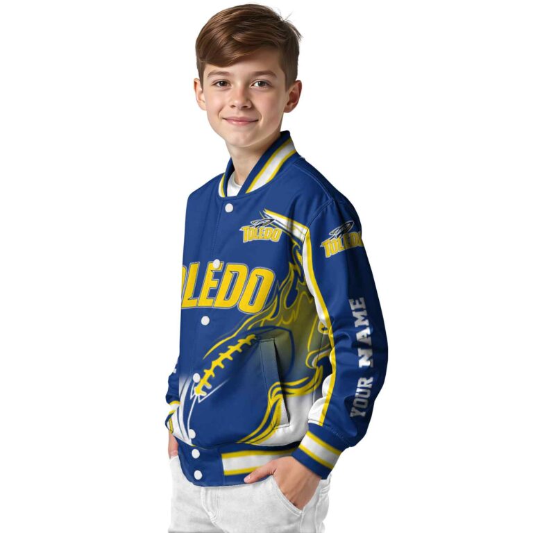 personalized toledo rockets flaming football blue white jacket trendy jacketwow